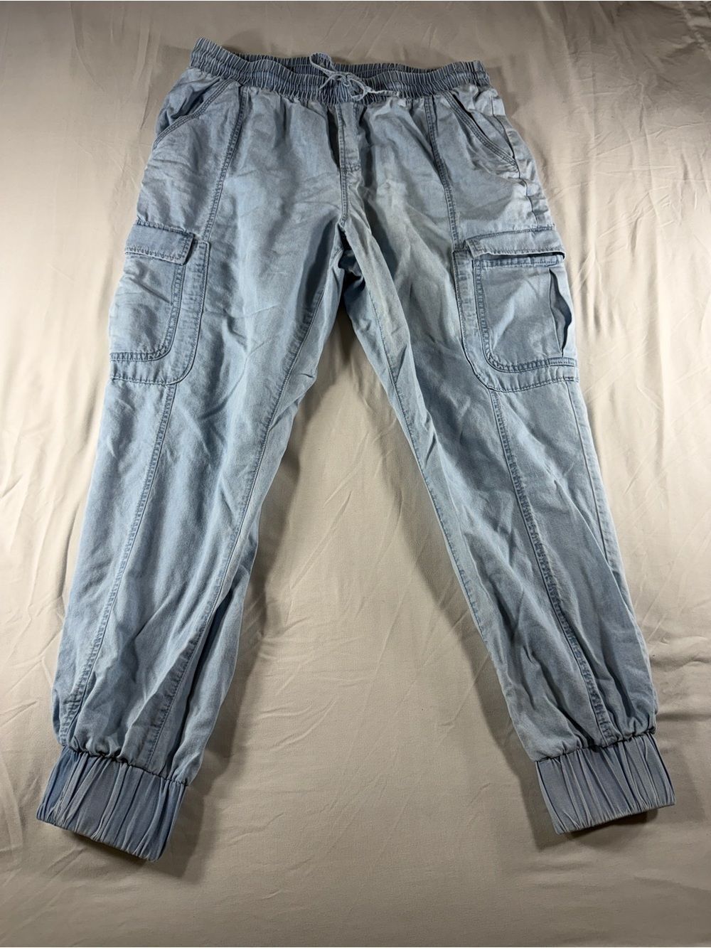 Inc International Concepts Sz L Mid Rise Elastic Waist Cargo Pants Jogger Blue View 2